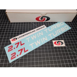 2.7L Twin Turbo Decal Ecoboost Hood Stickers Select Color: (Gloss White & Red, 0.75" x 11.5")