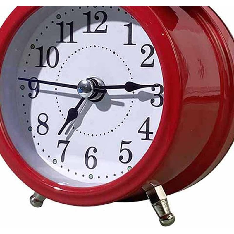 Reloj Despertador de Campana Doble Rojo con Luz Suave y