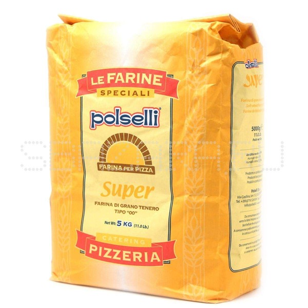 SUPER, Tipo 00 double Zero Flour, for Pizza, Bread, Pastas, and more, For Roman Pizza, Formulated for a 72+ hour rise, (5 kg) 11 lbs by Polselli