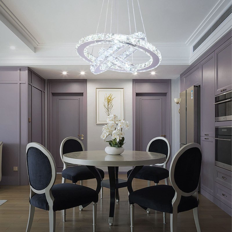 Dixun Dimmable LED Chandeliers Modern Ceiling Light Fixture 3 Rings