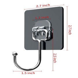 PINGANBUSU Large Adhesive Hooks, 20 Black Heavy-Duty 40 lb Adhesive Wall Hooks, Waterproof, Rustproof, Ideal for Hanging, Suitable for Bathroom, Kitchen, Home, Ceiling and Window