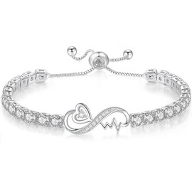 Suyi Tennis Bracelet Silver Infinity Bracelet Cubic Zirconia Bracelet for Women Silver 2