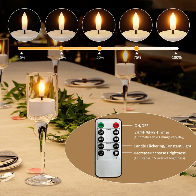 Rechargeable Flameless Tea Lights Candles with Charging Station 12Pcs Battery