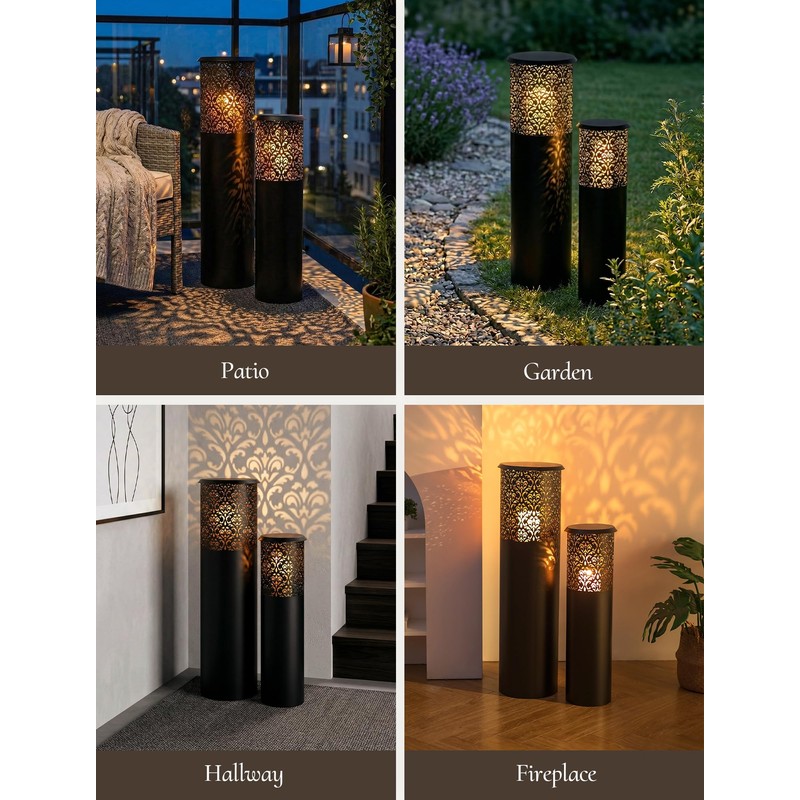 Inweder Tall Floor Candle Holders: 23.8"/31.5" Lanterns Decorative Outdoor