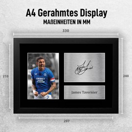 HWC Trading FR A4 James Tavernier Rangers Gifts Fans Framed Autograph Print