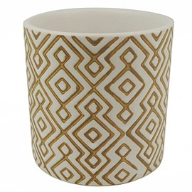 Leaf Ceramic Planters, 12cm Grey Geometric