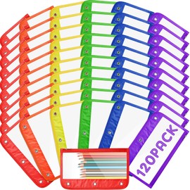 Affrolling 120 Pcs Bulk Clear Pencil Pouch for 3 Ring Binder Zipper Pencil Pouches Multi Color Pencil Case Pencil Bags with Zipper PVC Binder Pencil Case for Office Supplies