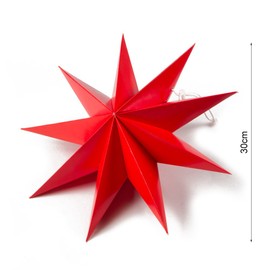 EASY JOY 9 Pointed Star 3D Paper Red Hanging Christmas Decorations Wedding Birthday Baby Shower Room Christmas Ornaments Party Supplies, 3 Pcs