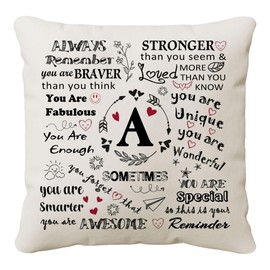 HKTNGEX Inspirational Throw Pillow Cover Gift,26 Letter Initial Alphabet A-Z Cushion Cover Pillowcase For Daughter Son Sisters Friends Colleague Birthday Christmas Graduation Reminder Home Decor (A)