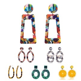 Statement Earrings for Women Acrylic Resin Multicolor Dangles Drop Earrings