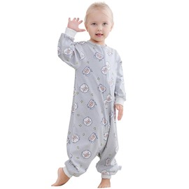 HAHASHOW Baby Summer Sleeping Bag with Feet, Cotton Sleeping Bag with Long Sleeves, Girls and Boys Sleeping Bag with Legs, 4-6 Years