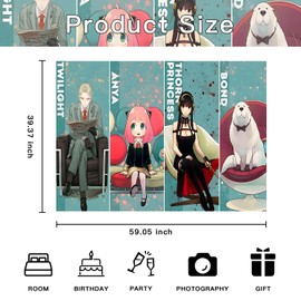 Anime Spy Birthday Party Supplies, ANYA Yor Forger Banner Party Decorations Living Room Tapestry for Bedroom SPY Cosplay Photography Background (Green)
