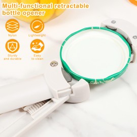 1Pcs Multifunctional Retractable Bottle Opener, Stainless Steel Adjustable Cap Screwer to Remove Stubborn Lids, Labor Saving Jar Lid Opener for Weak Hands Senior Arthritis(1PCS)