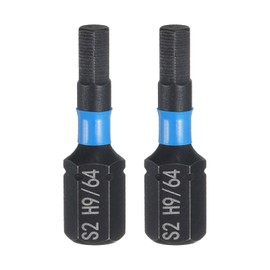 sourcing map 2pcs H9/64 SAE Hex Screwdriver Bit 1/4" Hex Shank 25mm/1" Length S2 Steel Magnetic Hexagon Head Screw Driver Industrial Drill Bits