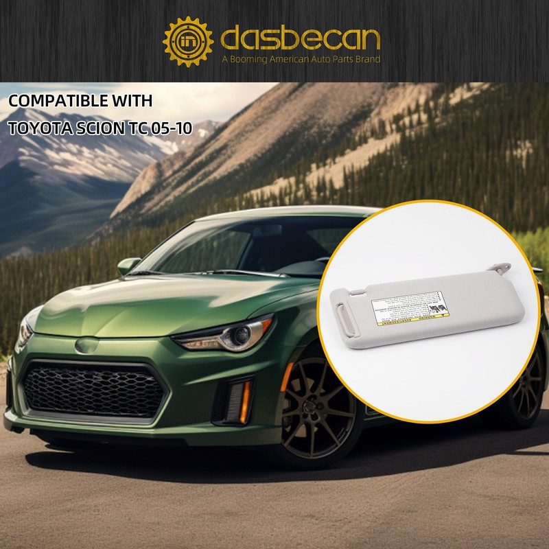 Dasbecan Gray Left Driver Side Sun Visor Compatible with 2005-2010