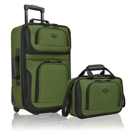 U.S. Traveler Rio Lightweight Softside Rolling Carry-on Suitcase, 2-Wheel Set, Green