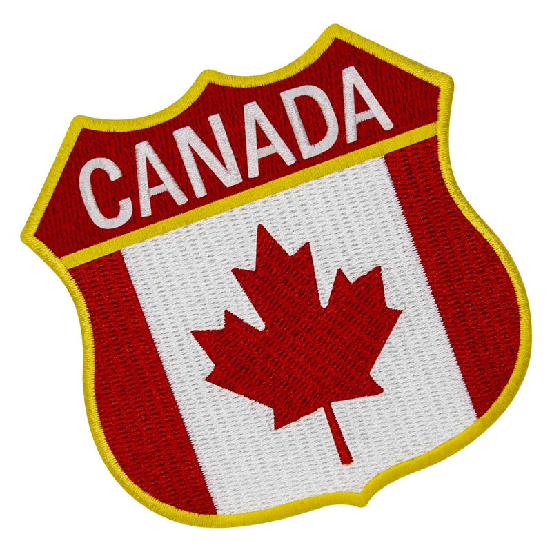 EmbTao Canada Shield Flag Patch Embroidered Badge Biker Applique Iron