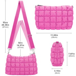 JINSI Quilted Crossbody Bag Puffer Shoulder Bags for Women Puffy Purse with Adjustable Strap (Rose)