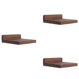 PHOENANCEE 12.7x10x4cm, Wooden Square Floating Shelves, Compact Style Mini Wall Shelf for Small Objects, Hanging Wall Shelf Decoration for Bedroom, Living Room, Set of 3(Dark Walnut)