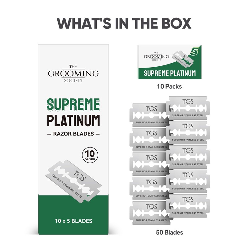 The Grooming Society Double Edge Safety Razor Blades, 50 Count