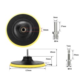 HOTCKB Pack of 2 Velcro Sanding Discs 125 mm Sandpaper Disc with Drill Adapter M14 Including Mandrel for Random Orbital Sandpaper