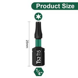 UBESTHS Torx Bit T15, Screwdriver Bits Set 25 Pieces, 1/4 Inch Hex Shank, 25 mm Length with Box