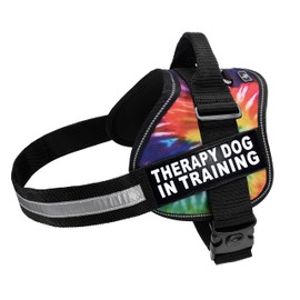 Therapy Dog in Training Nylon Dog Vest Harness. Purchase Comes with 2 Reflective Therapy Dog in Training Removable Patches. Please Measure Your Dog Before Ordering (Girth 14-18", Tie Dye)