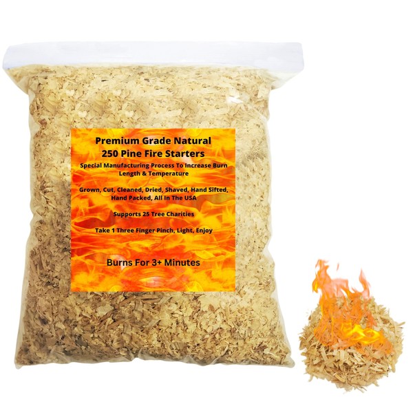 250 Fire Starter Pack, Made from American Pine, Burns Longer