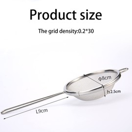 MEDILOE 2 Pcs 304 Stainless Steel Tea Strainer, Tea Fine Mesh Strainer with Handle, Tea Strainer Fine Mesh Fine Mesh Sieve Coffee Strainer Egg Strainer Small Sieve for Juice Egg Tea Coffee Filter