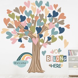 Classroom Tree Bulletin Board Decorations Boho Heart Tree Paper Cutouts You Belong Here Accents Welcome Bulletin Board Decor for School Nursery Blackboard Home Wall Decor