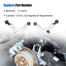 LoloWheat 2 Pcs Rear Forged Alignment Camber Arms Pair Kit Adjustable Camber Arms Fit for 2016-2024 Honda Civic Accord CR-V Rear Forged Pair Left Right Adjustment Kit Silver Replace 67476 BP67476