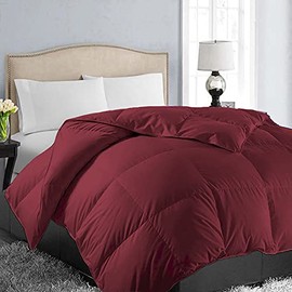 EASELAND All Season Twin Size Soft Quilted Down Alternative Comforter Reversible Duvet Insert with Corner Tabs,Winter Summer Warm Fluffy,Burgundy,64x88 inches