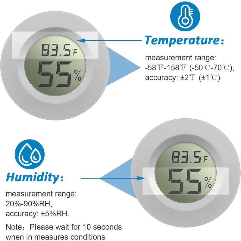 Zerodis Mini Digital LCD Thermometer Hygrometer for Pets Humidity Temperature