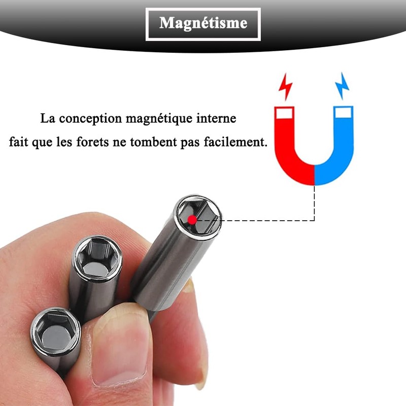 Teocpai 5pcs Magnetic Bit Holder Extension Rods, 1/4 Inch Hex