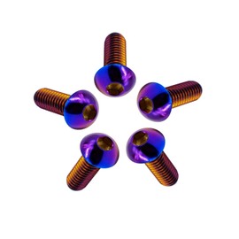RISON Pack of 5 Titanium Rounded Head Screws with Hexagon Socket M5 x 15 mm, Full Thread Half Round Head Screw Made of Titanium GR5, Flat Head Screw Lens Screw Button Screw Round Head Screws