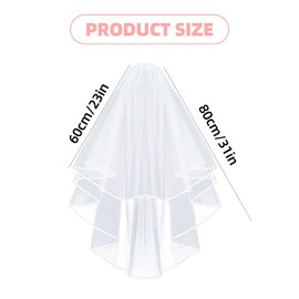 KGDUYC 1 Piece Wedding Bridal Veil - Bride Bridal Tulle with Comb Tulle Wedding Veil Wedding Short Veil with Comb for Wedding Costume Parties Role Play Photography (White)