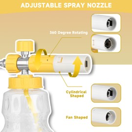 BESHED Foam Cannon for Pressure Washer with Dual Connector Accessory, Pressure Washer Double Tip Attachment for Foam Cannon,M22 and 1/4" Quick Connect, 5 Nozzle Tips
