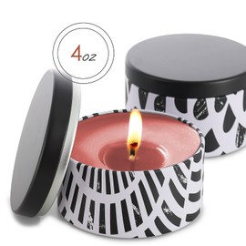 Hearth & Harbor Tin Candle Jars for Making Candles - DIY Candle Containers with Lids - Metal Candle Jars - Bulk Tins Storage for Candle (12, Black and White Abstract)