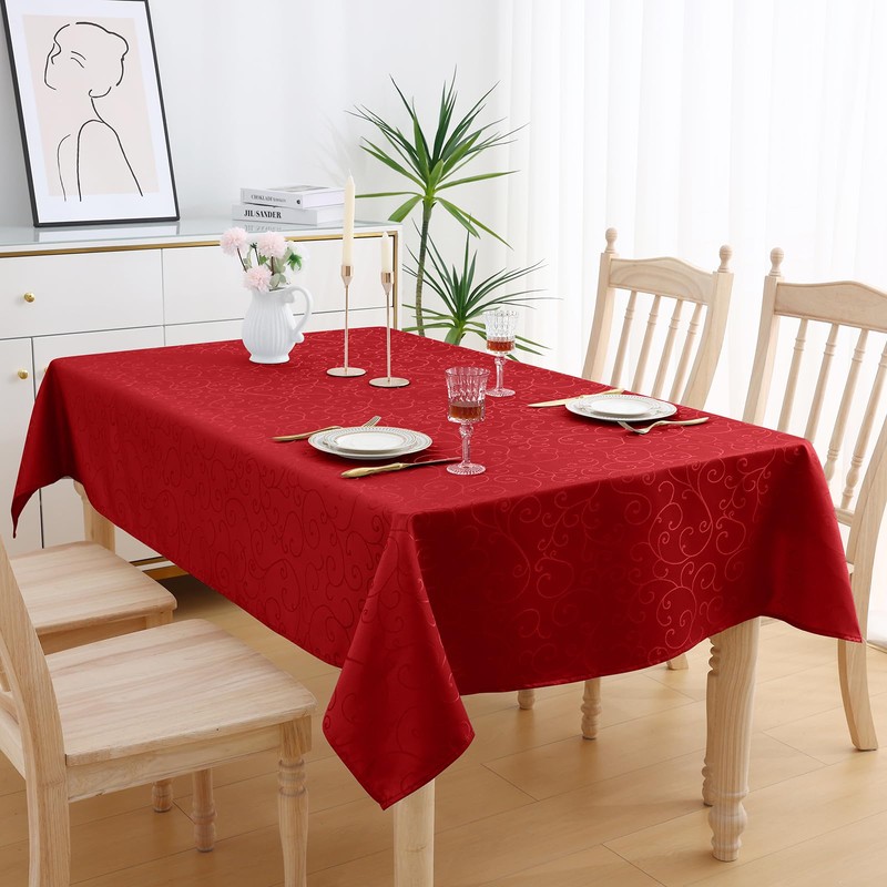 smiry Washable Tablecloth, Ornaments, Rectangular, 140 x 240 cm, Damask