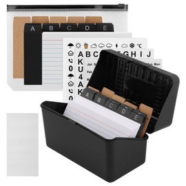 3x5 Index Card Holder Set with Cards & Dividers, Labels, Stickers, 100 Ruled Index Cards, 25 Alphabet Tab Dividers & 25 Kra ft Dividers, Organizer Box for Flashcards, Notecards