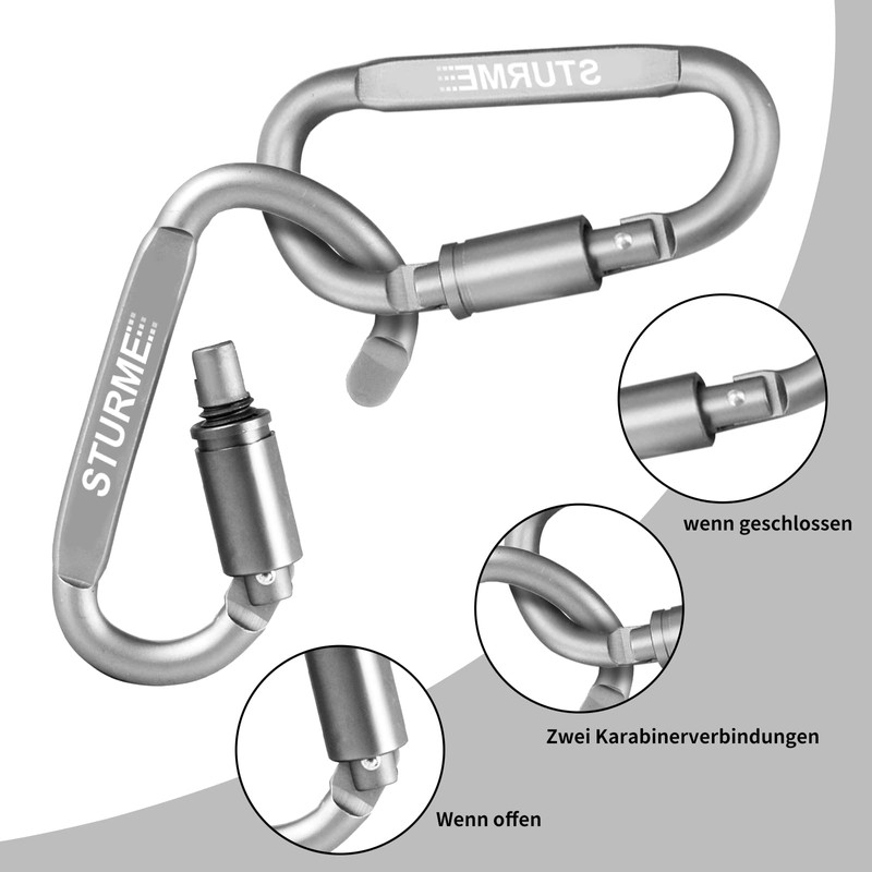 STURME Carabiner Clip Aluminum D-Ring Locking Durable Strong and Light