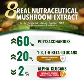 LABO Nutrition Bioactive Organic Cordyceps Ultra – 8 Medicinal Mushroom Supplement, Cordyceps, Reishi, Turkey Tail, Maitake, Agaricus blazei, Shiitake, for Immunity, Energy, Stamina, No Fillers