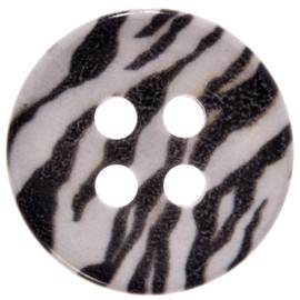 Mibo 8 botones de resina de nailon – 4 agujeros, forma cóncava, impresión de sublimación, patrón de animal de cebra, 36 L (22 mm), blanco y negro