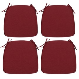 Magpie Fabrics Outdoor/Indoor 17"x16"x2" Chair Cushions with Ties Set of 4, Waterproof All Weather U-Shape Seat Pads Decoration for Patio Garden Furniture Home Office (Dark Red)