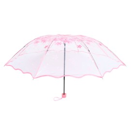 TOVINANNA Creative Flower Decor Transparent Folding Umbrella Automatic Compact Outdoor Umbrella Portable Travel Umbrella for Sun Rain Lightweight Wind Resistant for Men