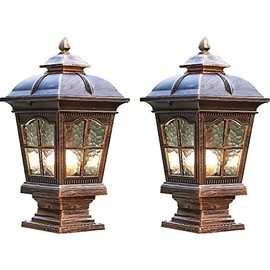 PTOUG 2 Pack Outdoor Post Light, Antique Bronze Post Lamp Fixture, Street Lights for Patio, Garden, Fence Lawn, Pathway, Driveway, Front/Back Door.