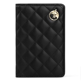 Lychii Passport Holder, Quilted PU Leather Passport Protective Covers with RFID Blocking, Travel Document Organizer for Women Men - Black