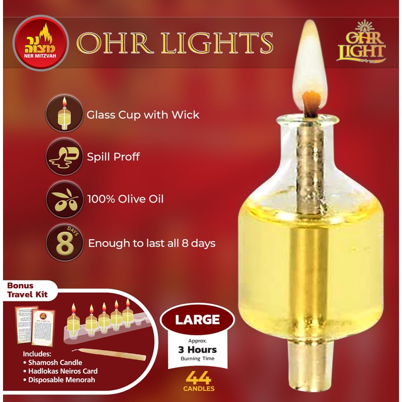 Pre Filled Hanukkah Menorah Oil Cups - Olive Oil Menorah