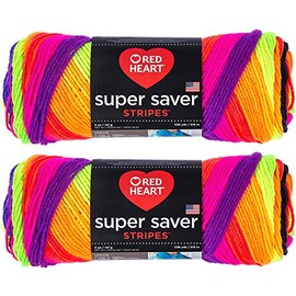 Bulk Buy: Red Heart Super Saver (2-Pack) (Bright Stripe, 5 oz Each Skein)