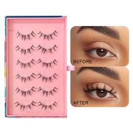 SY SHUYING 6 - Pair Fox Eye False Lashes Set - Wispy Cat Eye Look, Fluffy Volume, Extension - Like Effect